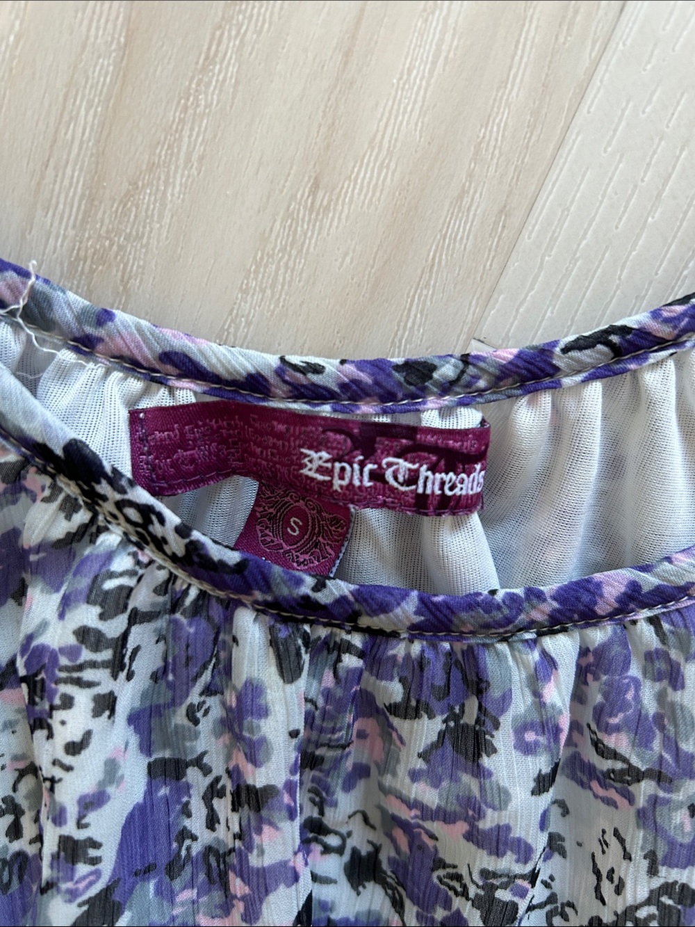 Epic Threads Purple Floral Ruffle blouse - Picture 2 of 3